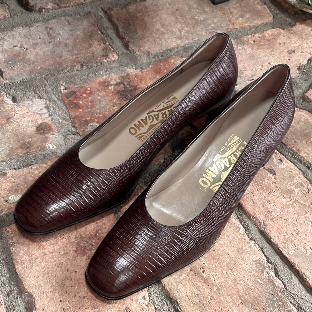 Salvatore Ferragamo Brown Leather Heels Vintage (8)